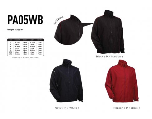 Jacket Full Zip Windbreaker_125gsm PA05WB