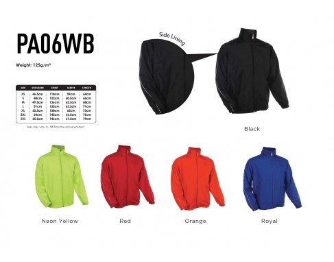 Jacket Full Zip Windbreaker 125gsm PA06WB