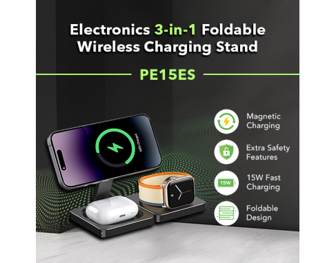 Electronics 3-in-1 Foldable Wireless Charging Stand PE15ES