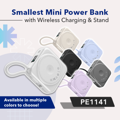 Smallest Mini Power Bank with Wireless Charging & Stand_PE1141
