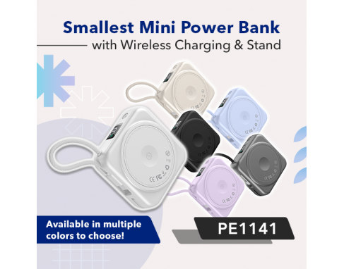 Smallest Mini Power Bank with Wireless Charging & Stand_PE1141
