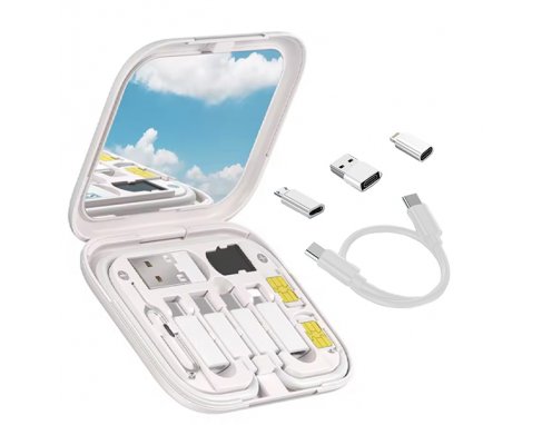 6-in-1 3A QUICK CHARGE USB CABLE WITH MIRROR CASE & HANDPHONE STAND PE21TT