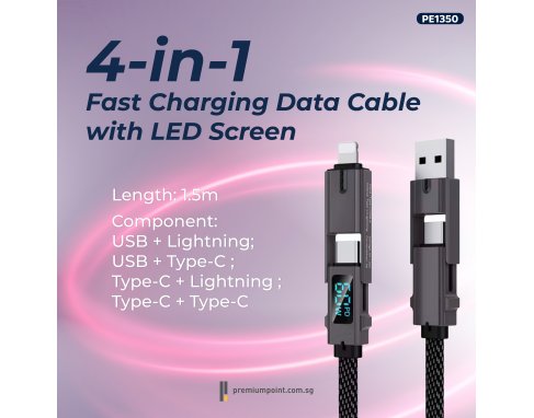 4-in-1 Fast Charging Cable with LED Screen PE1350