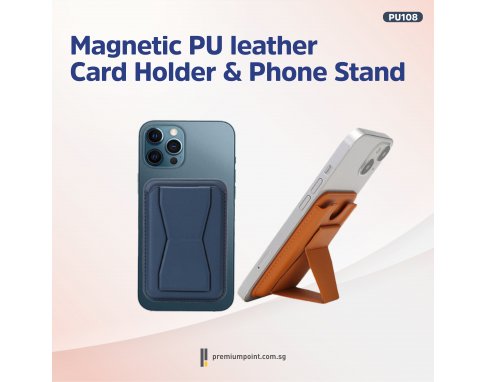 Magnetic PU leather Card Holder with Phone Stand PU108